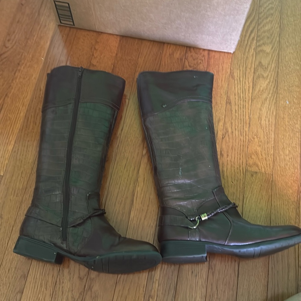 Tall dark brown boots